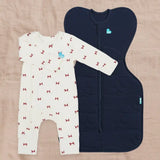 Swaddle Up & Romper Bundle | 3.5 TOG | Navy Quilting | Cream Bows