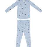Kids Pajama Set Long Sleeve Snug Fit Viscose from Bamboo Mist Blue Turtally