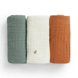 Wash Cloth 3 Pack Muslin Sage Bees