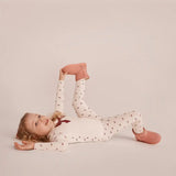 Kids Pajama Set Long Sleeve Snug Fit Viscose from Bamboo Cream Bows