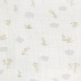 Wash Cloth 3 Pack Muslin White Mini Cloud Bunnies