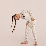 Kids Pajama Set Long Sleeve Snug Fit Viscose from Bamboo Cream Sleepy Pandas